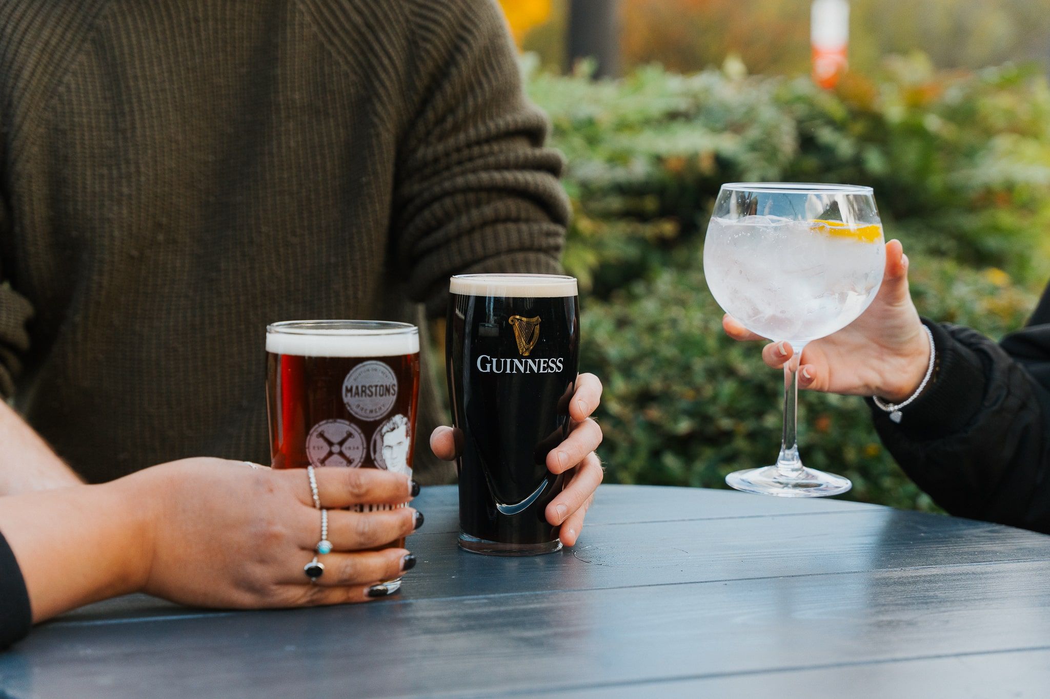 Pub beer garden at The Bumble Bee Drink in the great outdoors with us